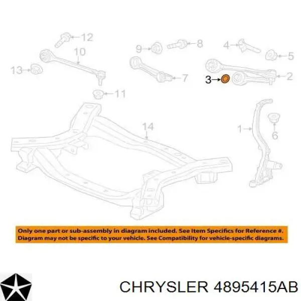 Сайлентблок нижнього важеля передньої підвіски Chrysler 04895415AB ціна, від 0.88 USD