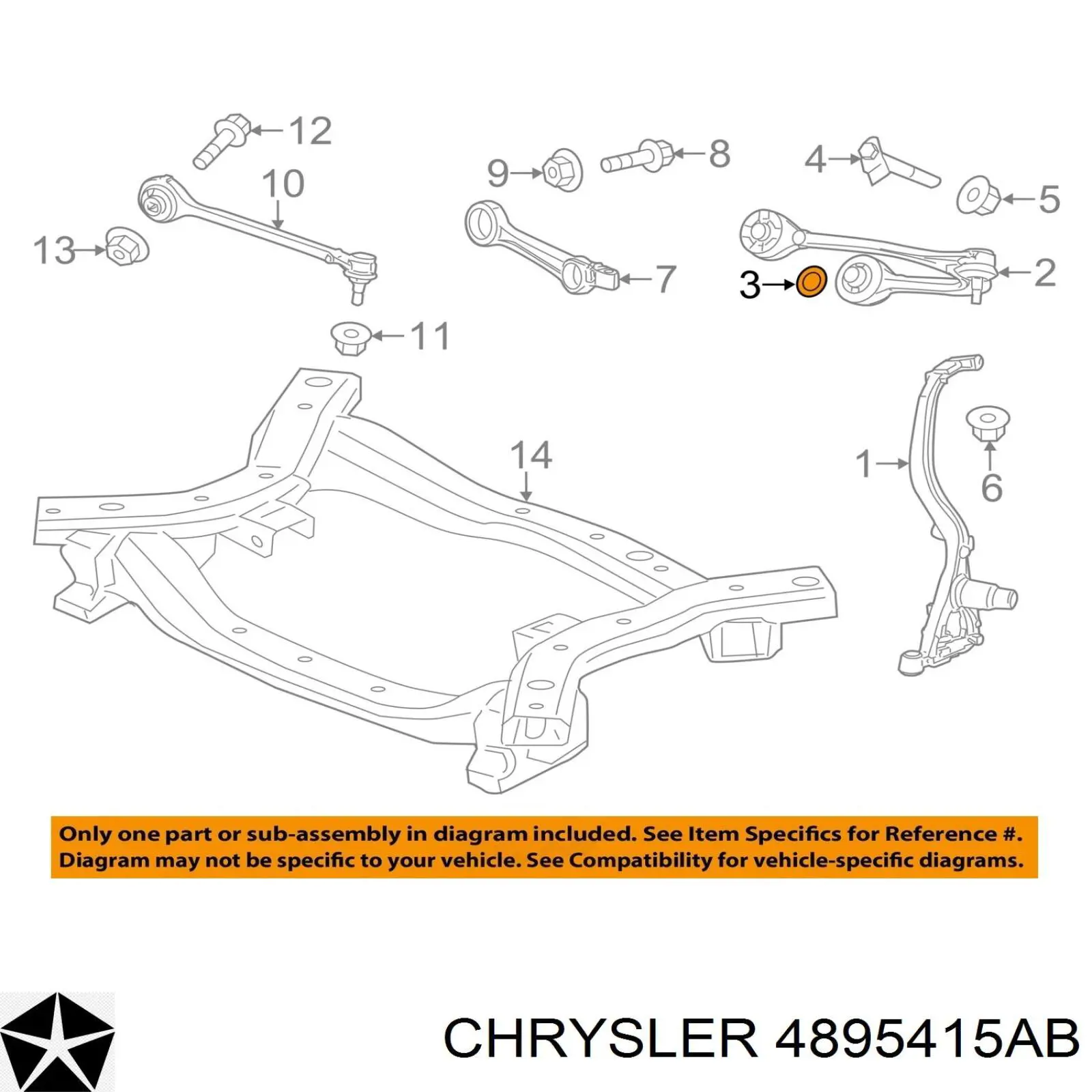 04895415AB Chrysler Сайлентблок переднього нижнього важеля