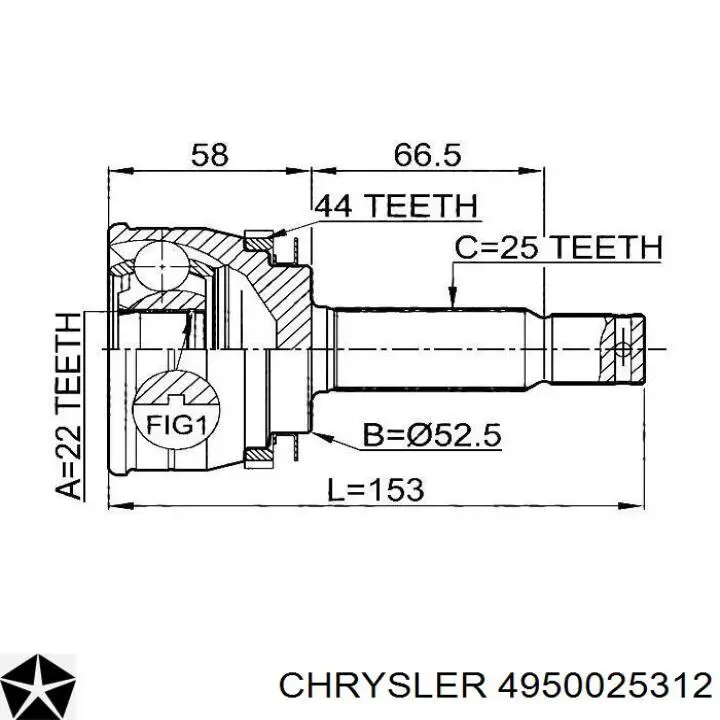 4950025312 Chrysler Привід передній правий
