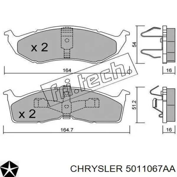 Колодки гальмівні передні, дискові 5011067AA Chrysler