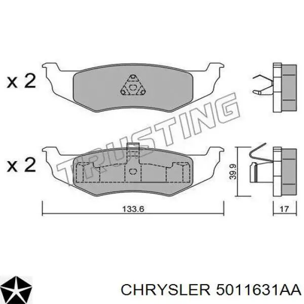 Купити 5011631AA Chrysler Задні колодки