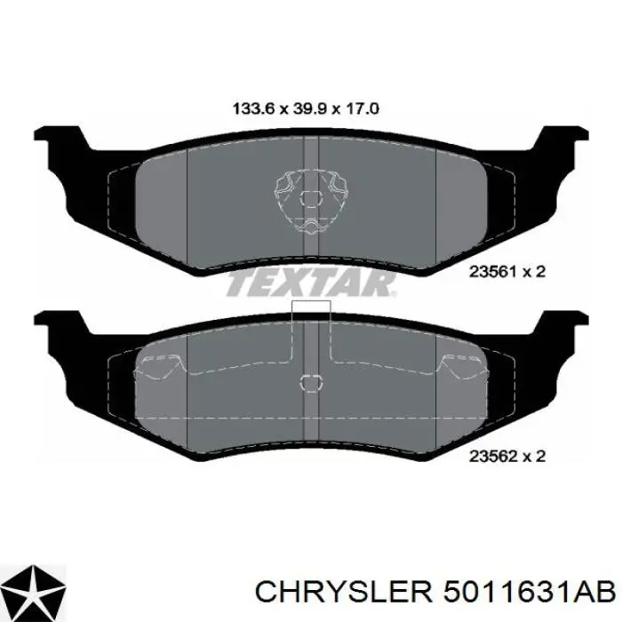 Колодки гальмові задні, дискові 5011631AB Chrysler