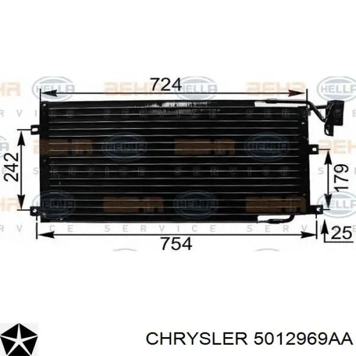 Радіатор кондиціонера Chrysler Voyager 1 ES (Крайслер Вояжер)