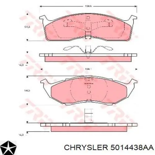 5014438AA Chrysler Передні гальмівні колодки
