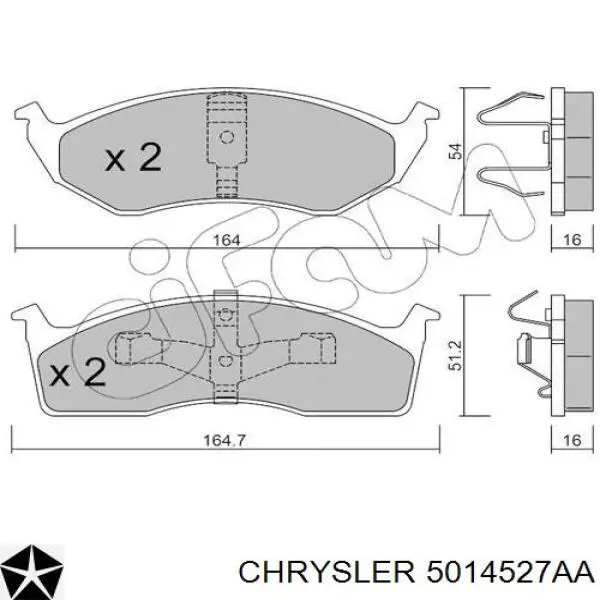 5014527AA Chrysler колодки гальмівні передні, дискові