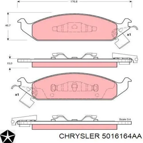 Купити 5016164AA Chrysler Колодки гальмівні передні, дискові