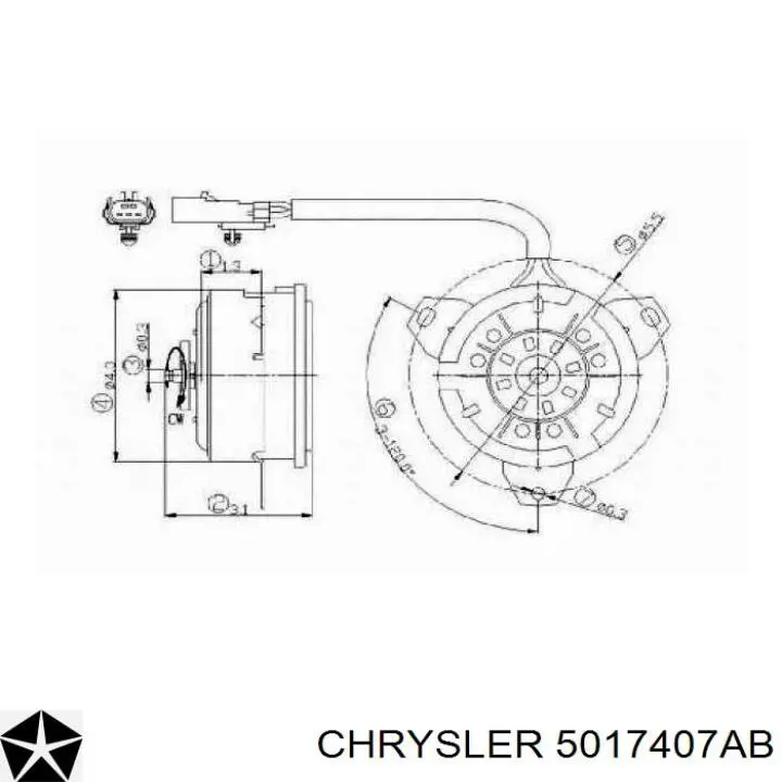 Купити 5017407AB Chrysler Дифузор радіатора охолодження, в зборі з двигуном і крильчаткою