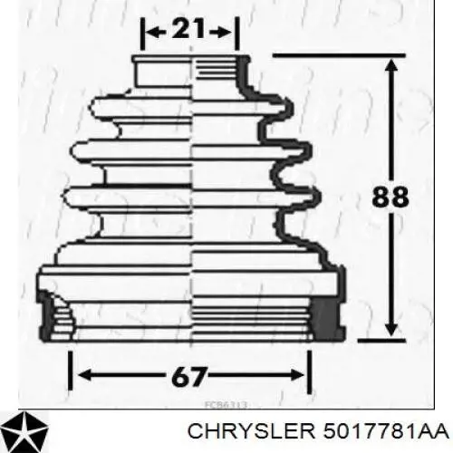 Пильник гранати внутрішній, передній півосі Chrysler 5017781AA ціна, від 18.06 USD