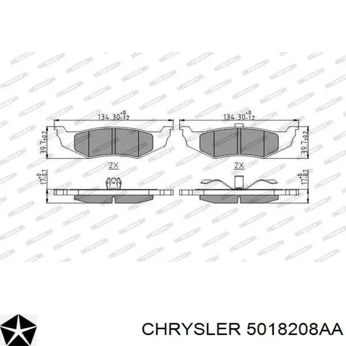 5018208AA Chrysler Колодки гальмівні задні, дискові