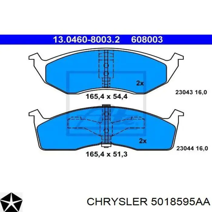 Колодки гальмівні передні, дискові 5018595AA Chrysler