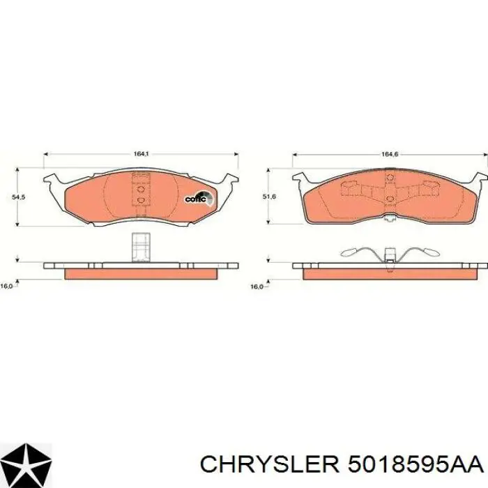 Купити 5018595AA Chrysler Колодки гальмівні передні, дискові