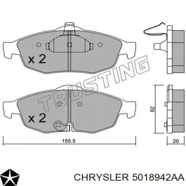 5018942AA Chrysler Передні гальмівні колодки