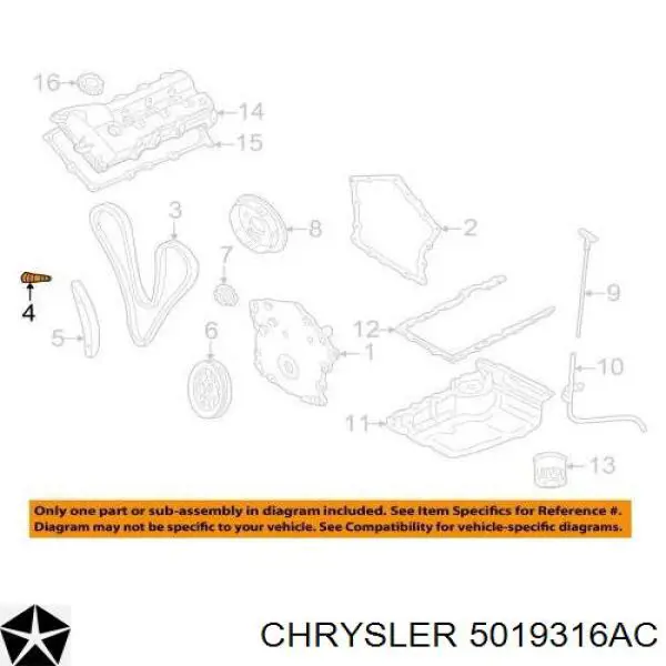 5019316AA Chrysler поршень в зборі з шатуном