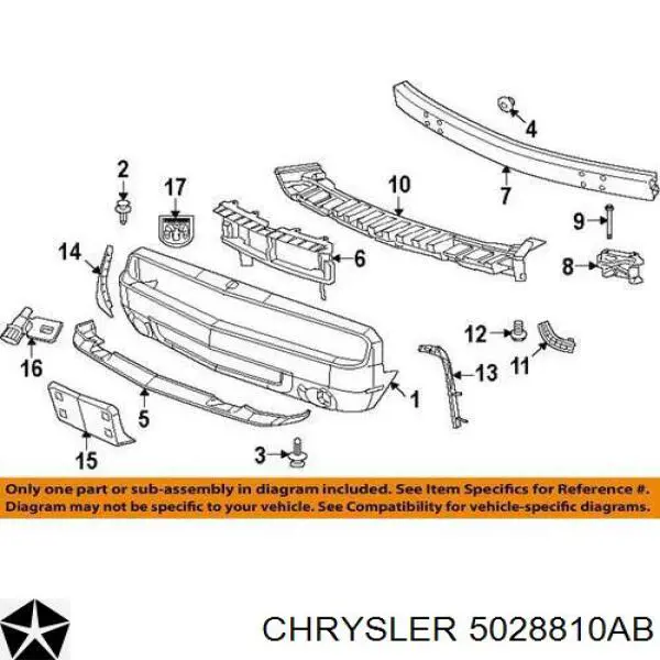 05028810AB Chrysler абсорбер (наповнювач бампера переднього)