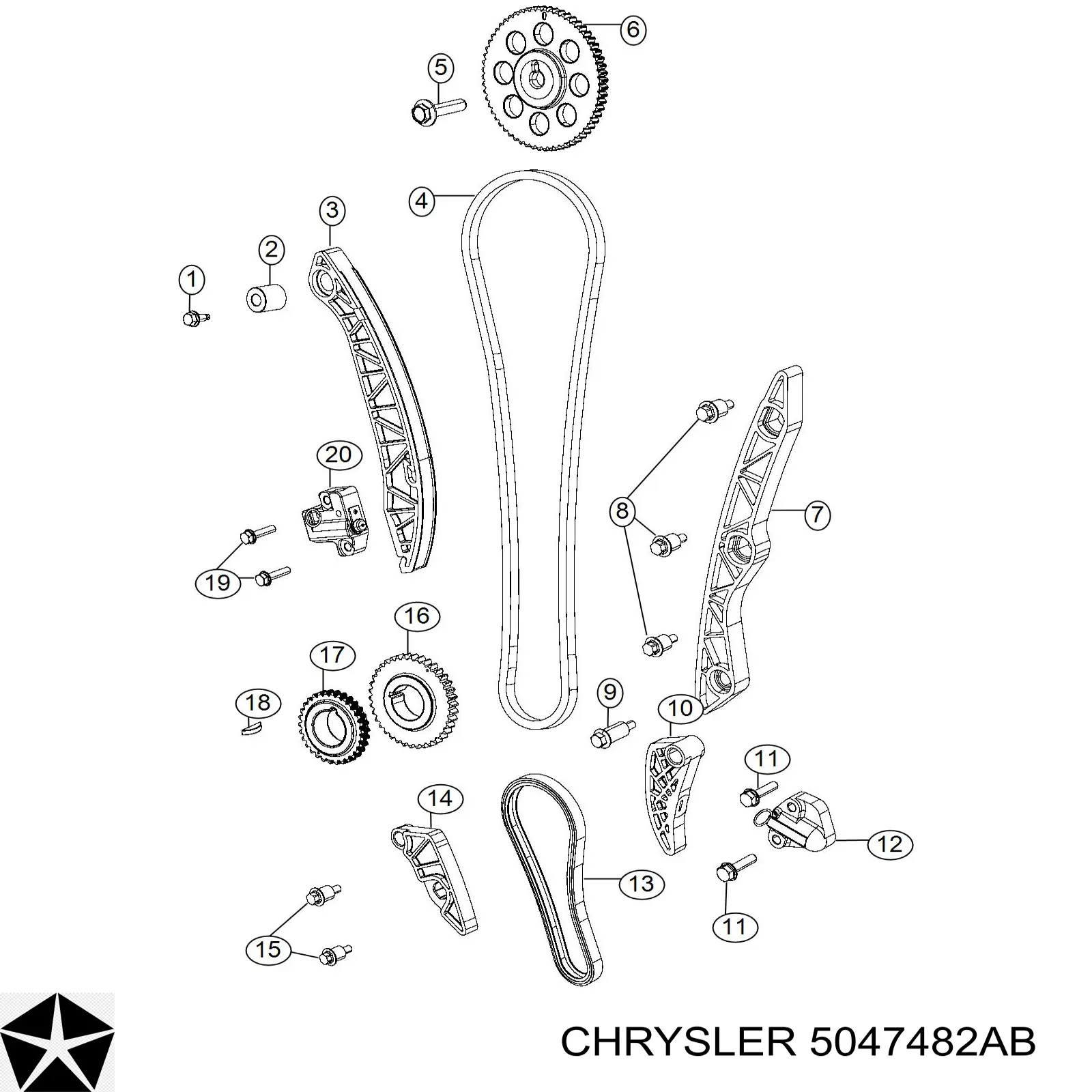 Зірочка приводу коленвала двигуна Chrysler 5047482AB ціна, від 12.67 USD