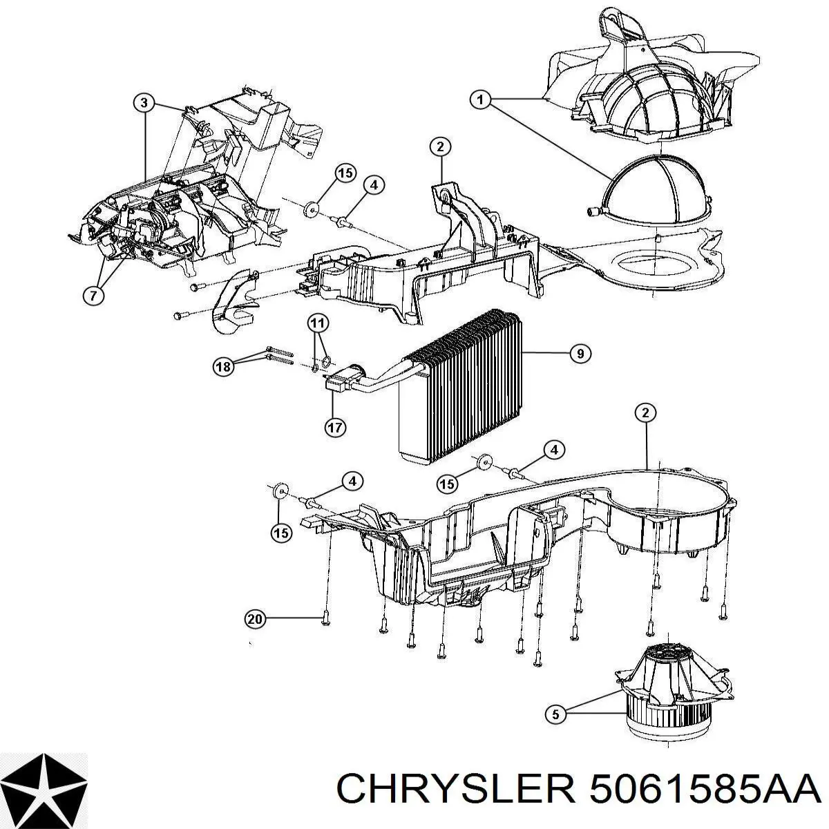 Випаровувач кондиціонера Chrysler 5061585AA ціна, від 86.85 USD