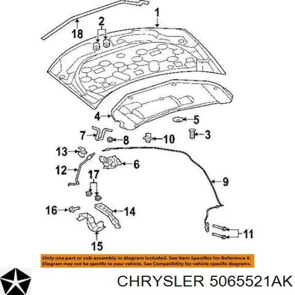 5065521AK Chrysler шумоізоляція капота