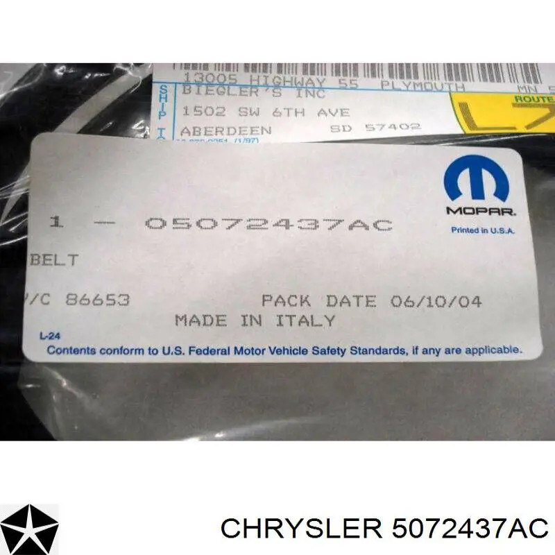 5072437AC Chrysler Поліклиновий ремінь