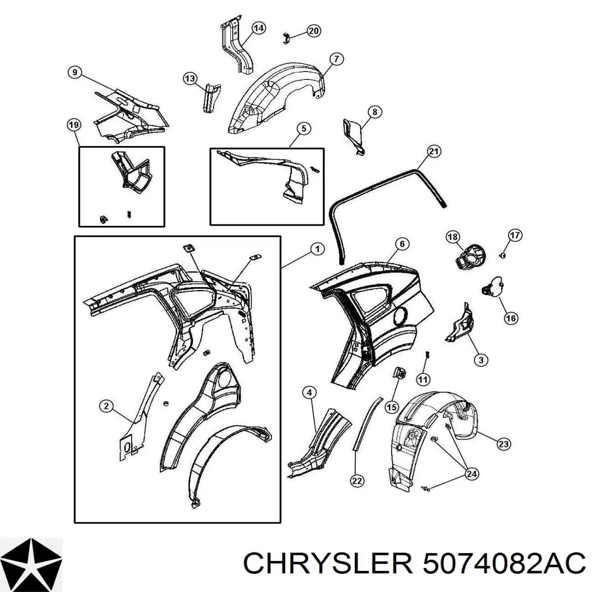5074082AC Chrysler Дверцята бензобака