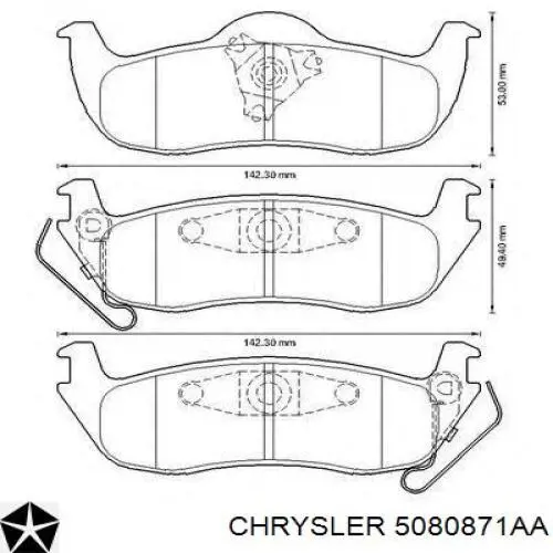 Задні гальмівні колодки 5080871AA Chrysler