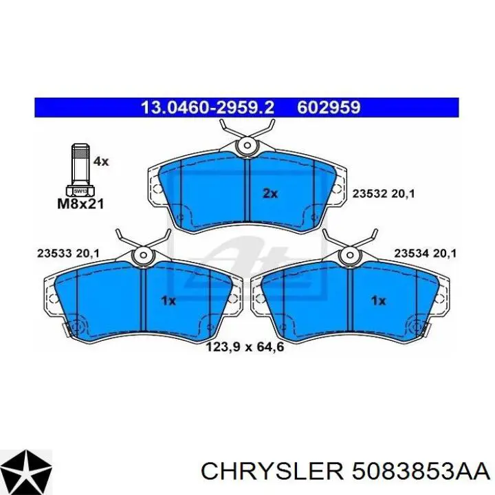 5083853AA Chrysler колодки гальмівні передні, дискові