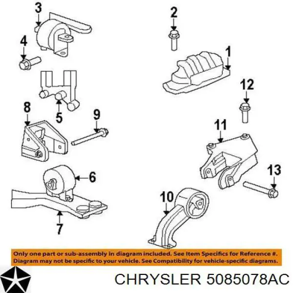 Подушка трансмісії (опора коробки передач) 5085078AC Chrysler