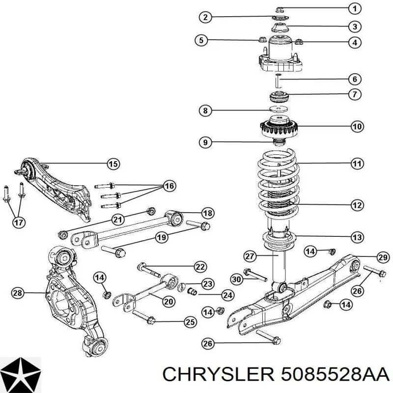 5085528AA Chrysler Проставка (гумове кільце) пружини задньої, нижня