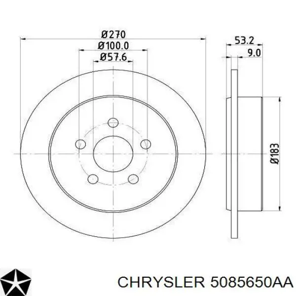 Купити 5085650AA Chrysler Диск заднього гальма