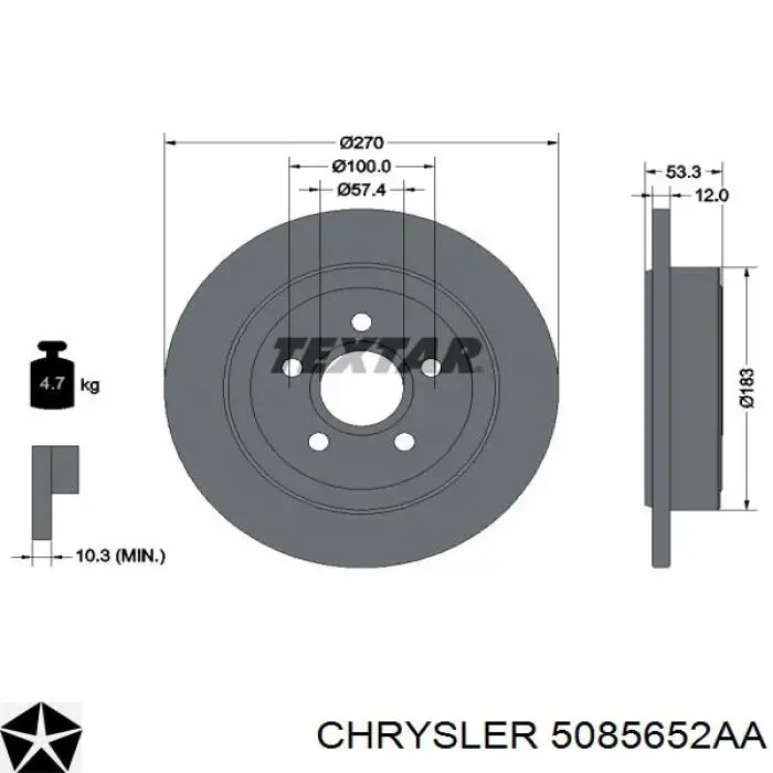 5085652AA Chrysler Дискові гальма