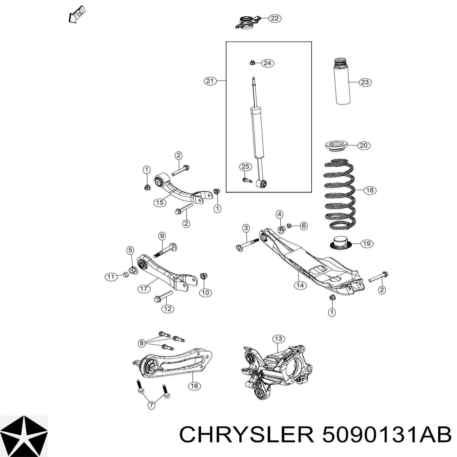 Кулак поворотний лівий Chrysler 05090131AB ціна, від 50.67 USD