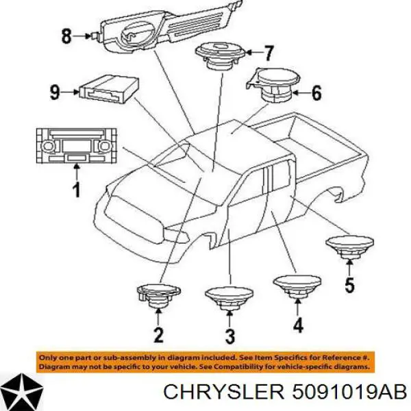 Динамік передньої двері Chrysler 5091019AB ціна, від 2.54 USD