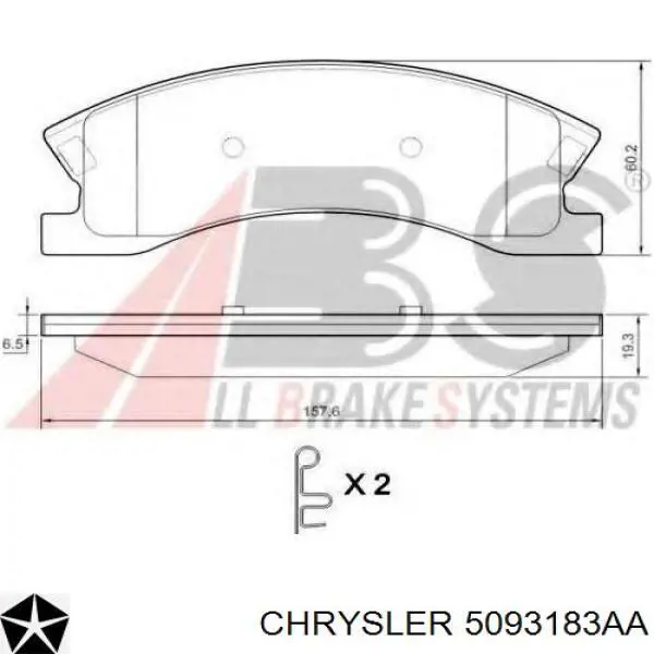 5093183AA Chrysler Передні гальмівні колодки