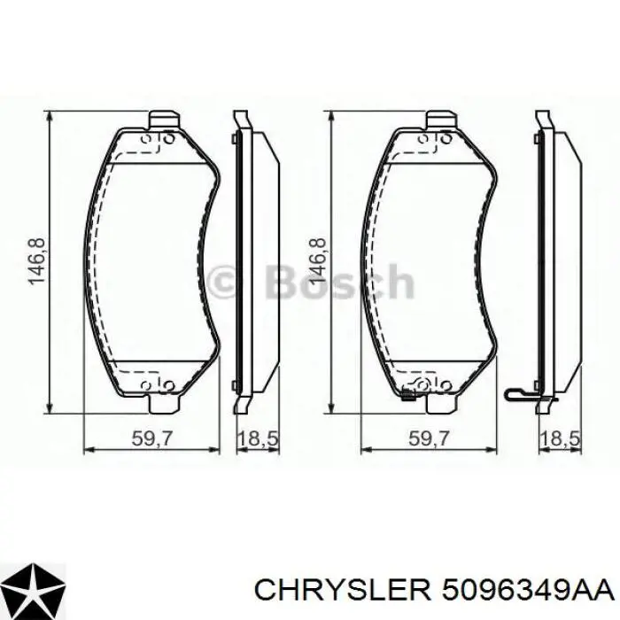 5096349AA Chrysler колодки гальмівні передні, дискові