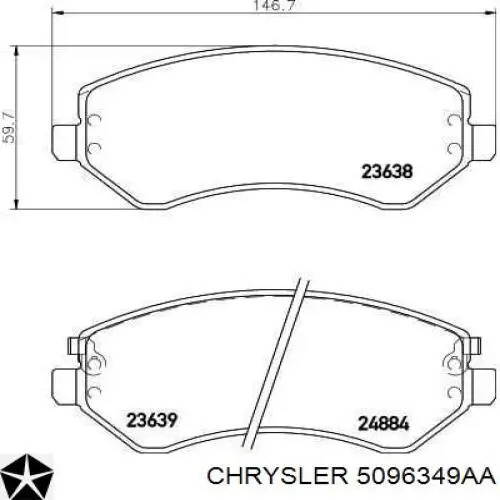 Гальмівні колодки Chrysler 5096349AA ціна, від 28.12 USD