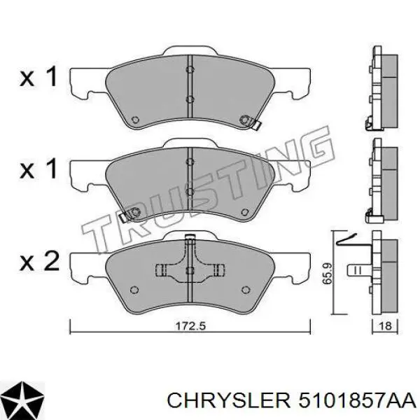 5101857AA Chrysler колодки гальмівні передні, дискові