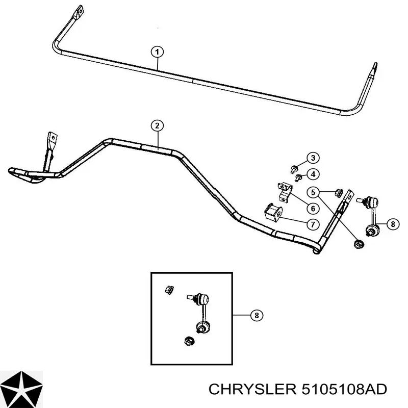 Втулка стабілізатора заднього Chrysler 5105108AD ціна, від 5.31 USD
