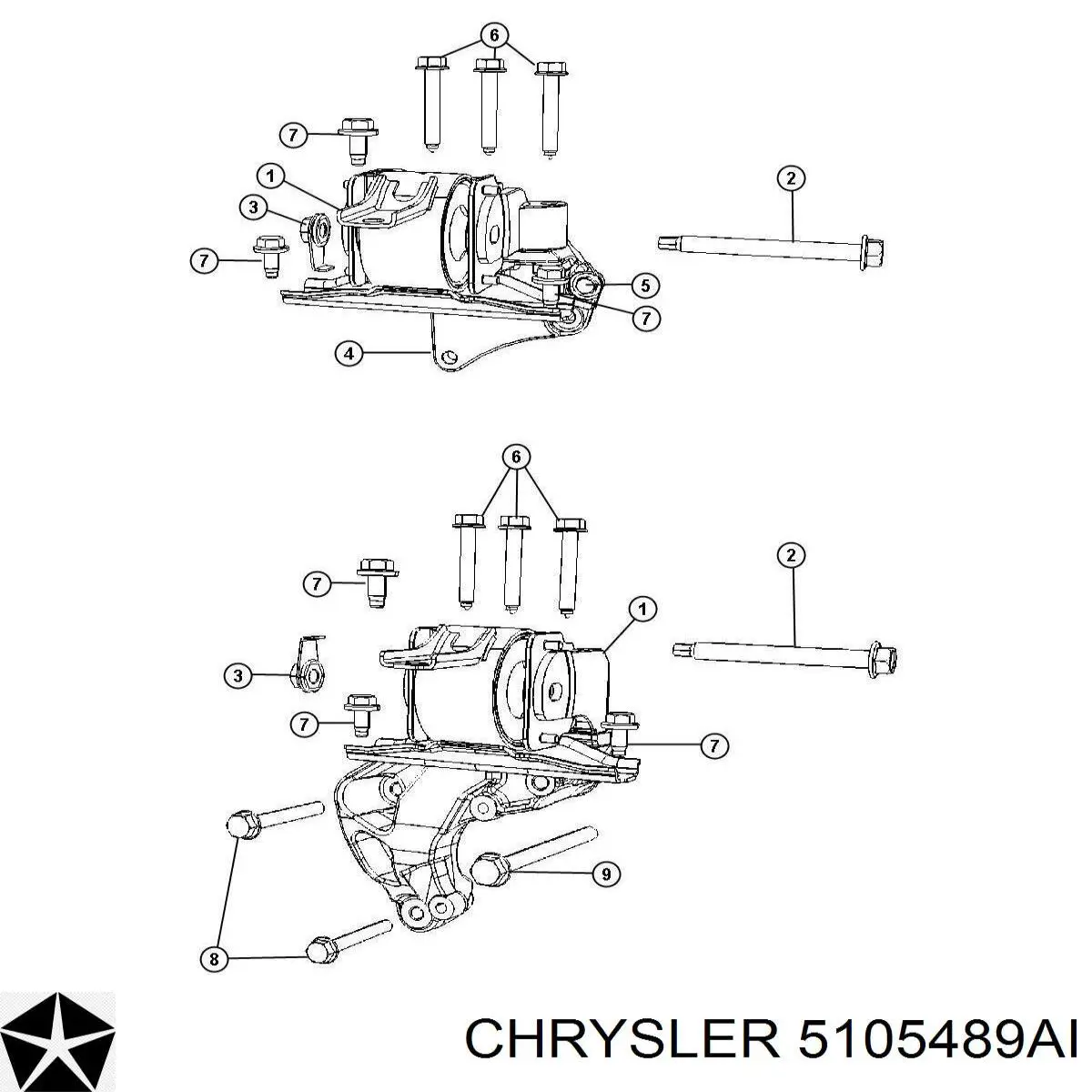 Подушка (опора) двигуна, права 5105489AI Chrysler