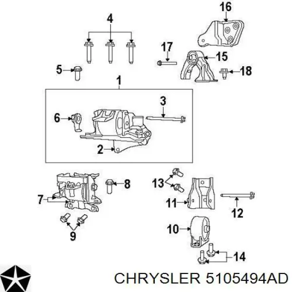 5105494AD Chrysler Подушка передньої опори двигуна