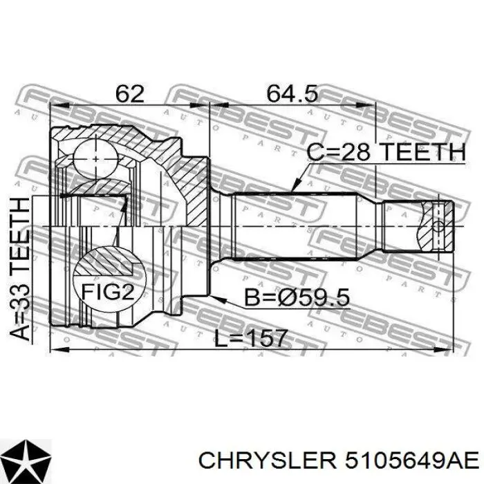 Піввісь передня, права Chrysler 5105649AE ціна, від 103.29 USD