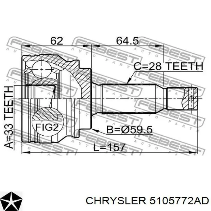 5105772AD Chrysler піввісь (привід передня, права)