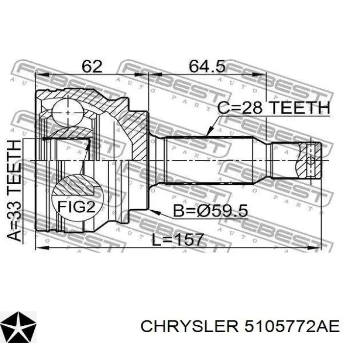 Піввісь (привід) передня, права 5105772AE Chrysler