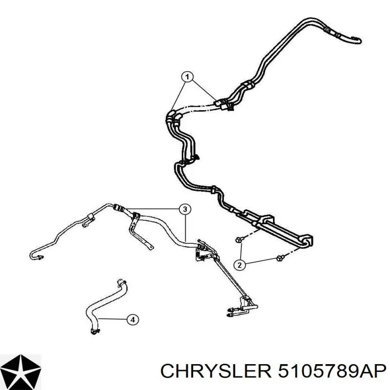 Купити 5105789AP Chrysler Шланг ГПК, низького тиску, від рейки/механізму до радіатора