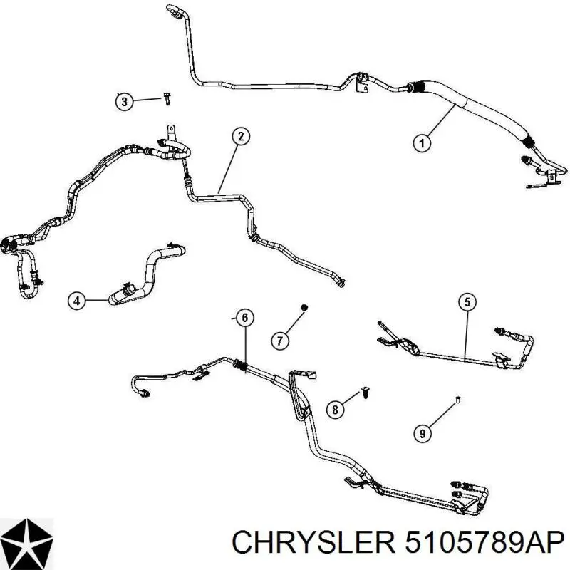 Шланг ГПК, низького тиску, від рейки/механізму до радіатора Chrysler 5105789AP ціна, від 116.37 USD