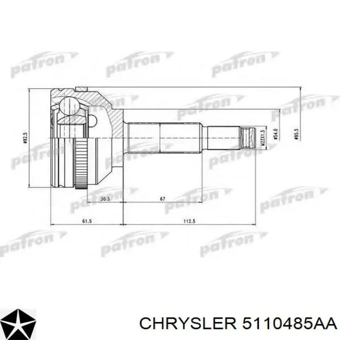  Піввісь (привід) передня, права Chrysler Pacifica 