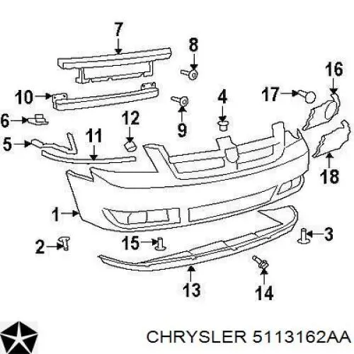 Підсилювач бампера переднього 5113162AA Chrysler