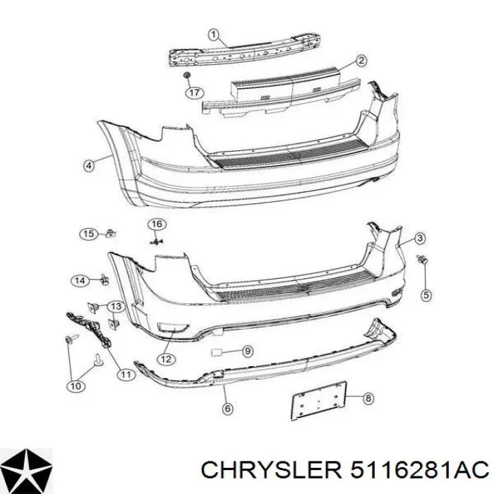Балка бампера заднього Chrysler 5116281AC ціна, від 90.65 USD