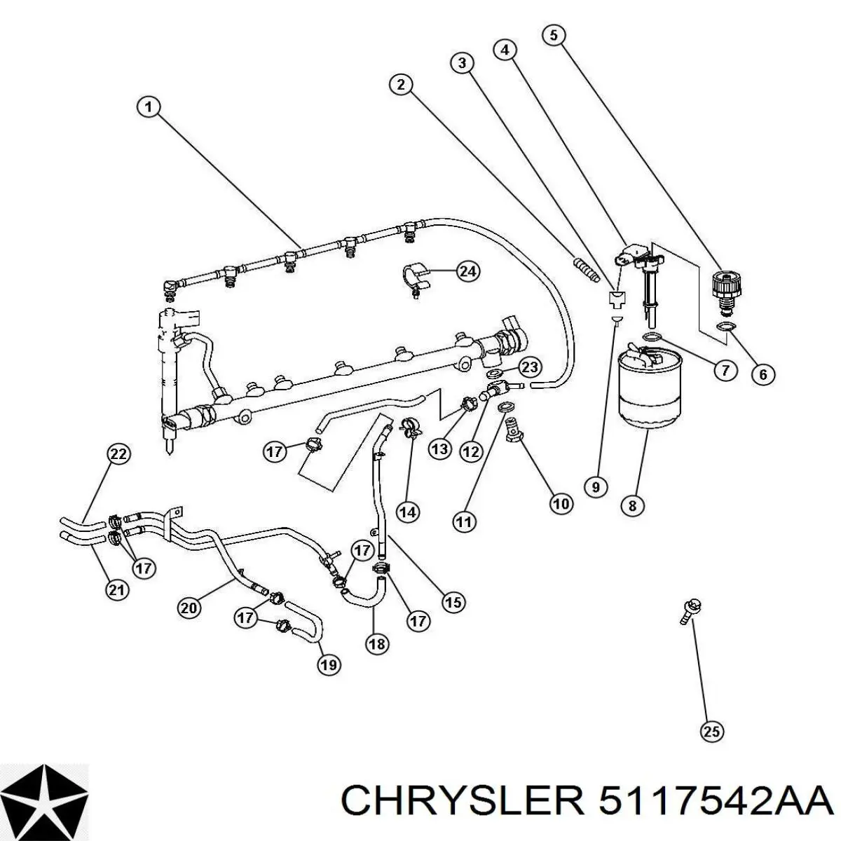 Купити 5117542AA Chrysler Датчик рівня води паливного фільтра