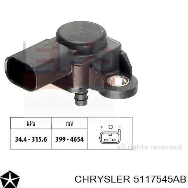 5117545AB Chrysler датчик тиску наддуву (датчик нагнітання повітря в турбіну)