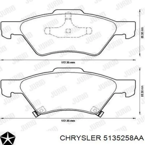 Гальмівні колодки Chrysler 5135258AA ціна, від 28.35 USD