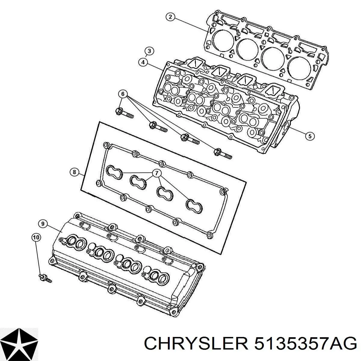 Комплект прокладок двигуна, верхній 5135357AG Chrysler